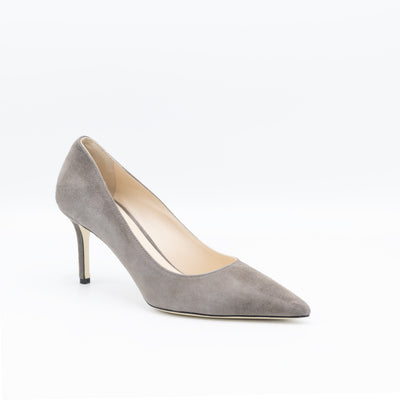 Point toe suede pumps in grey