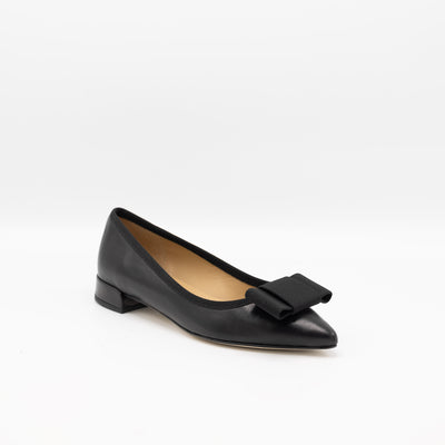 Bow Tie Ballet Flats in Black Leather