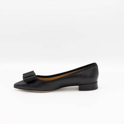 Bow Tie Ballet Flats in Black Leather