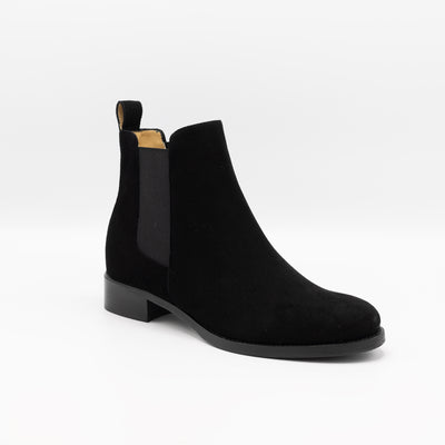 Handmade Italian black suede leather chelsea boots