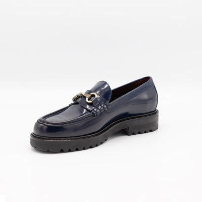 Horsebit loafers in navy leather