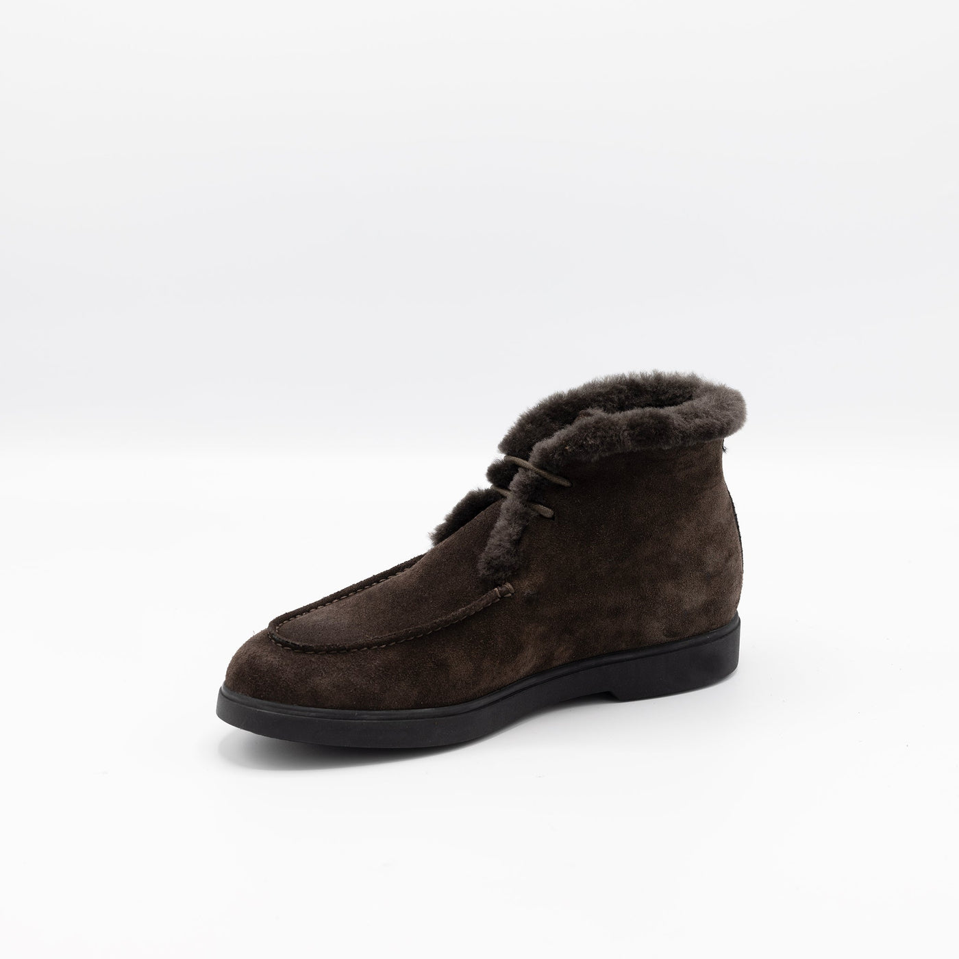 Brown Suede Shearling Moccasins