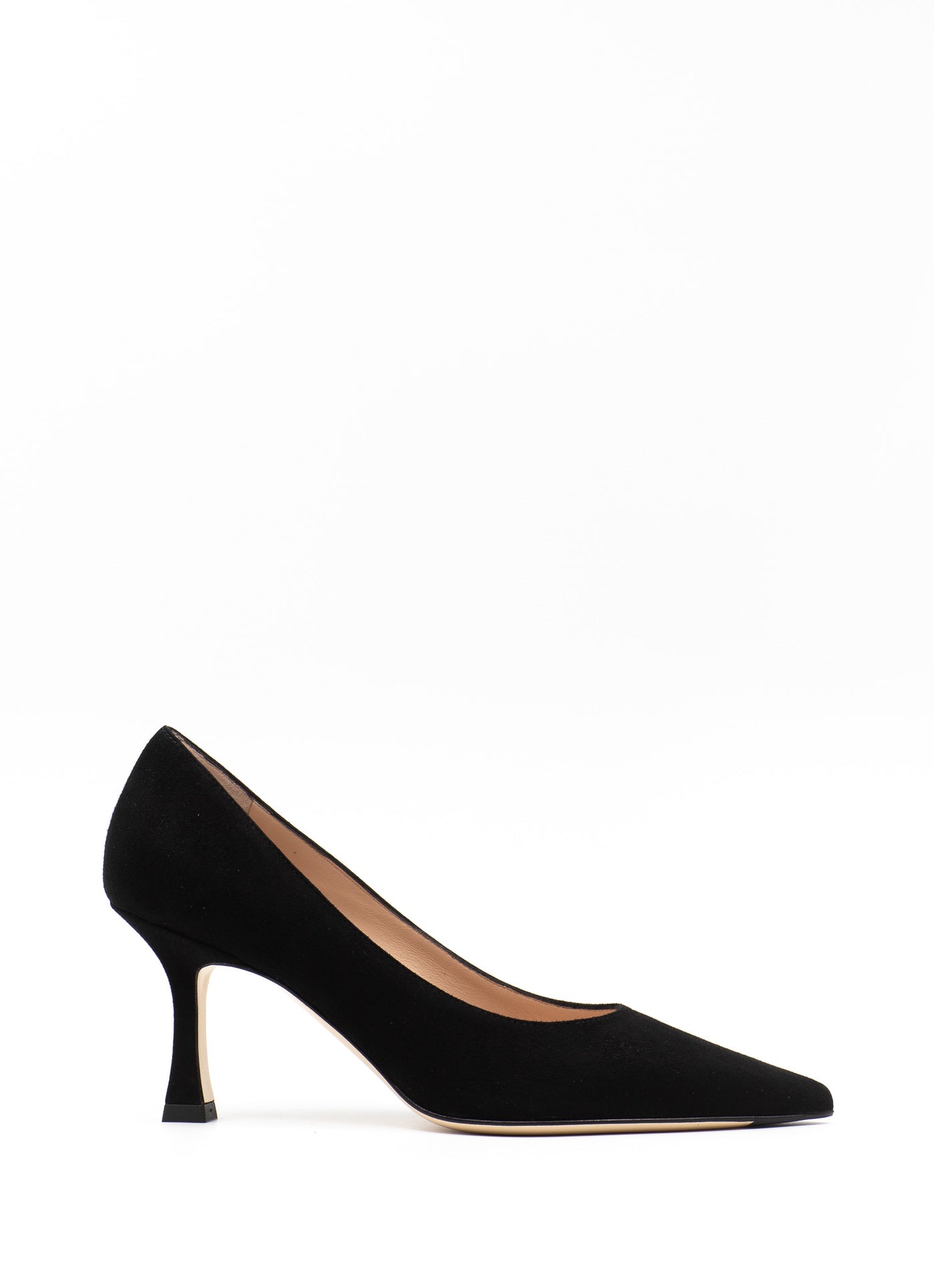 Curved heel pumps in black suede