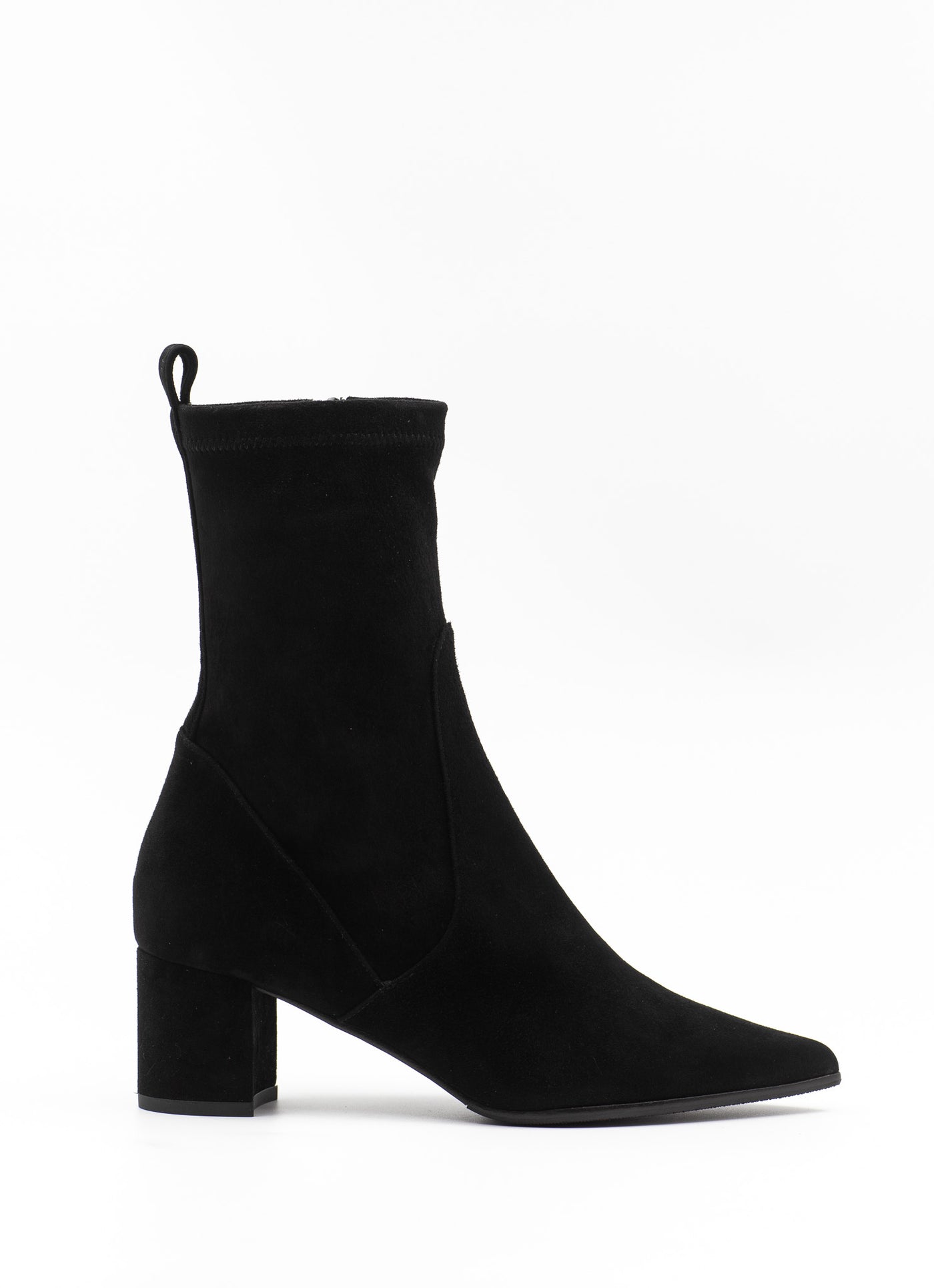 Black Suede Stretch Ankle Boots