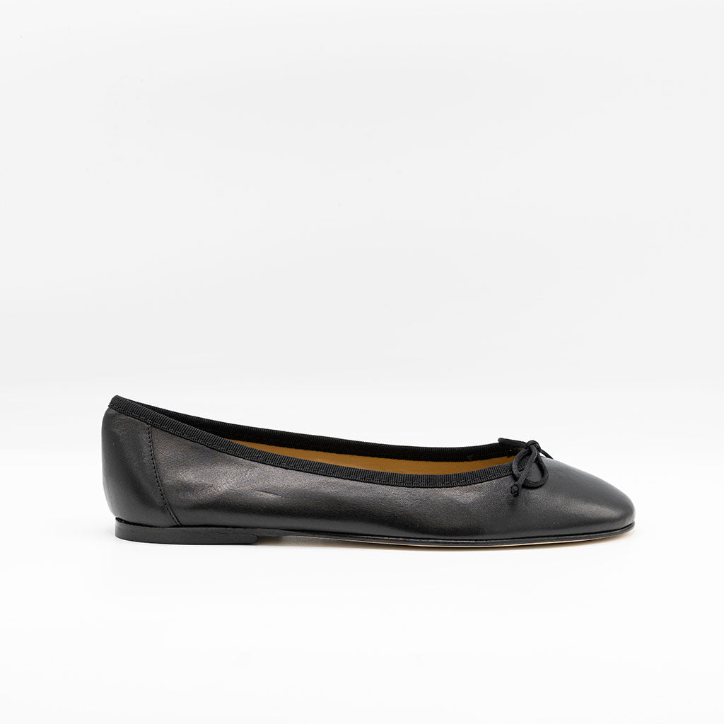 Black leather ballet flats