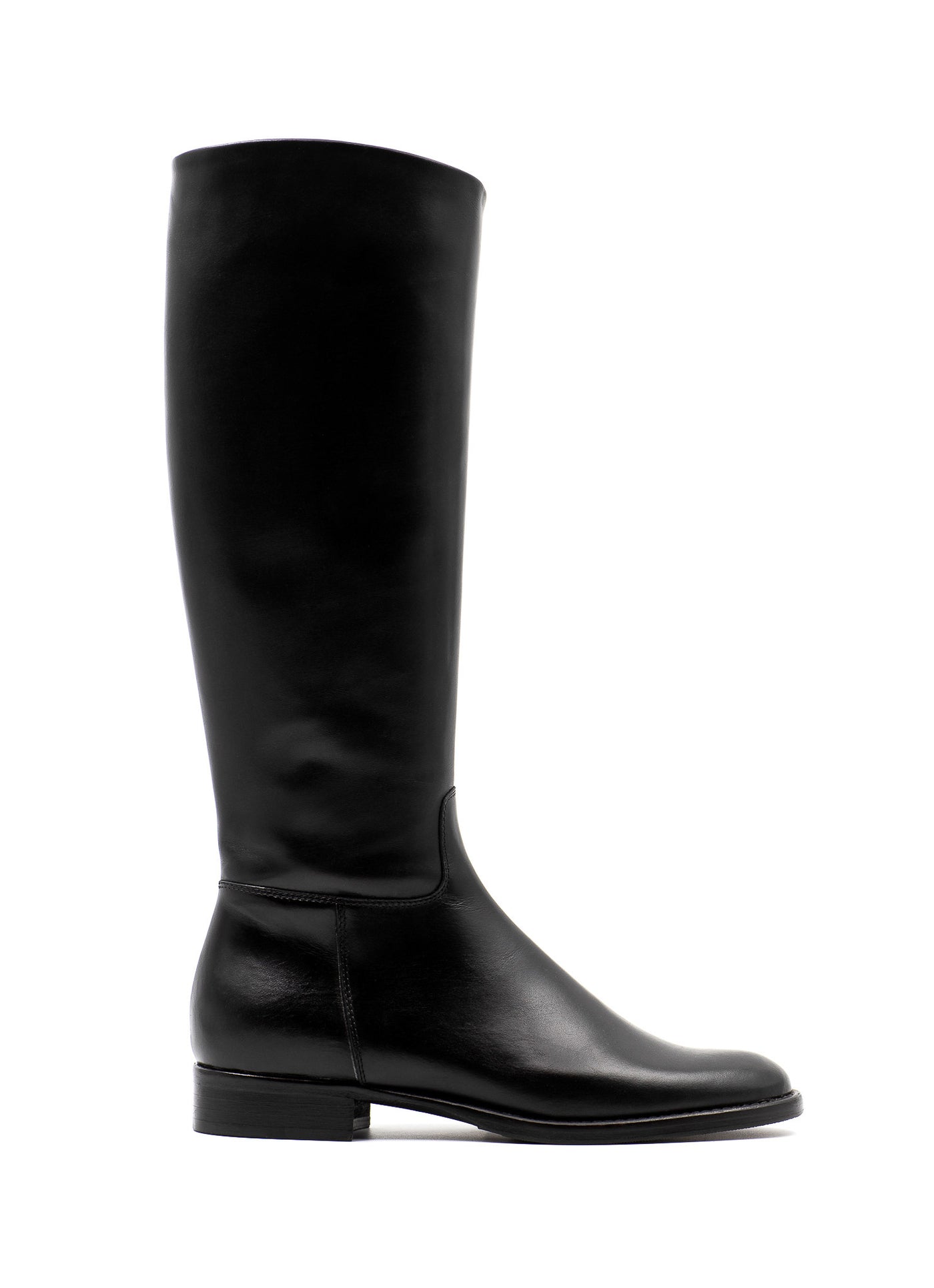 Black leather riding boot