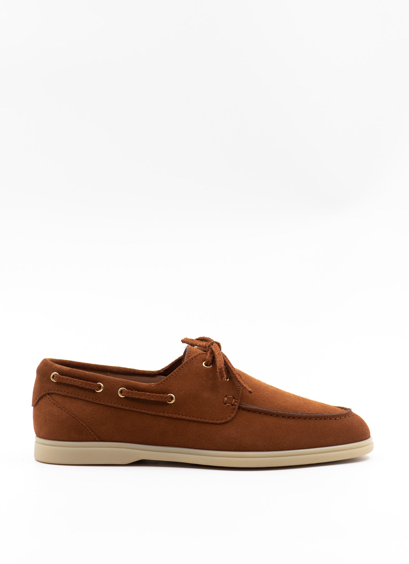 Pealgo boat shoe in cognac suede