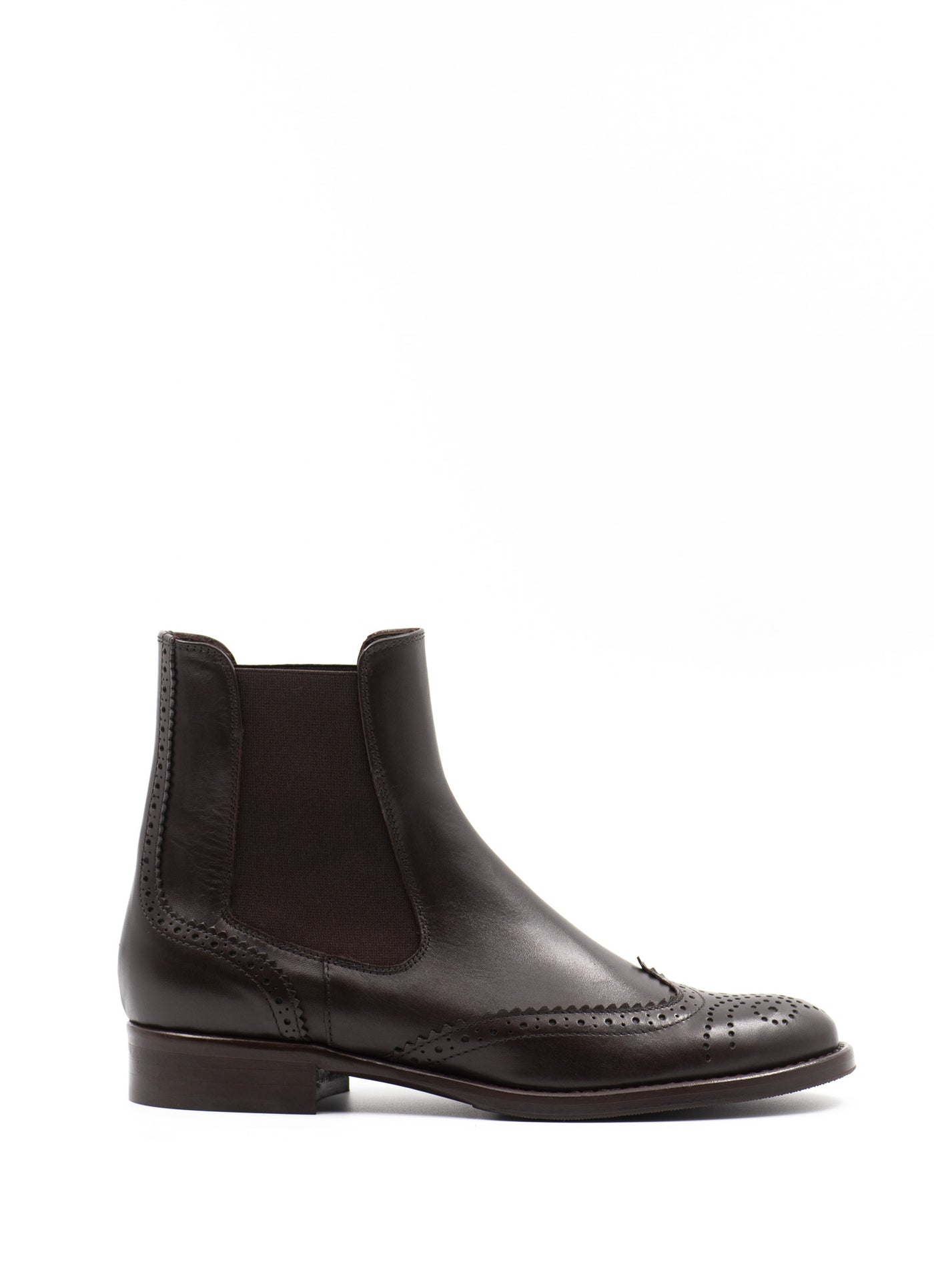 Brogue Chelsea Boots in Brown Leather
