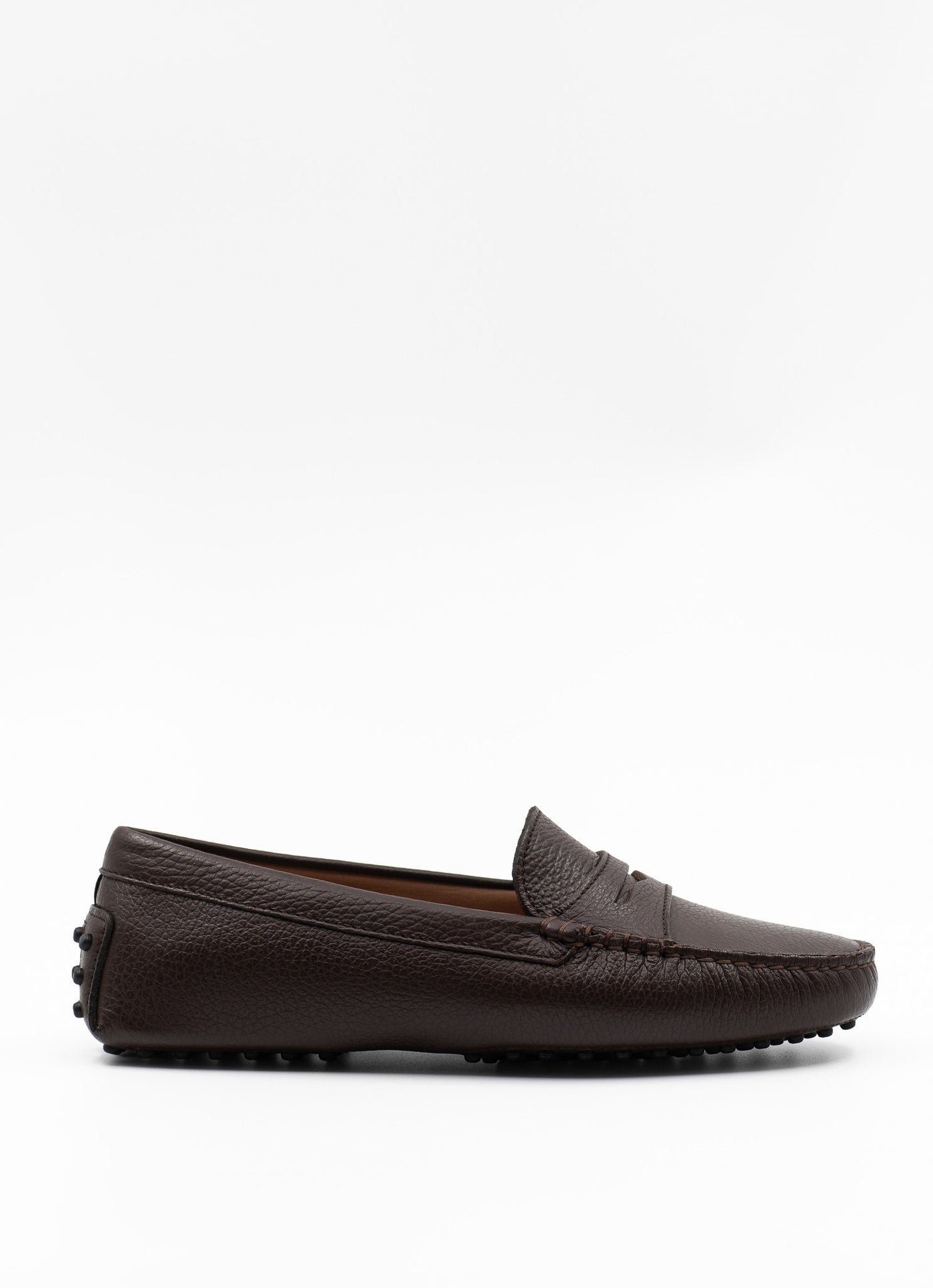 Driving shoe in brown leather