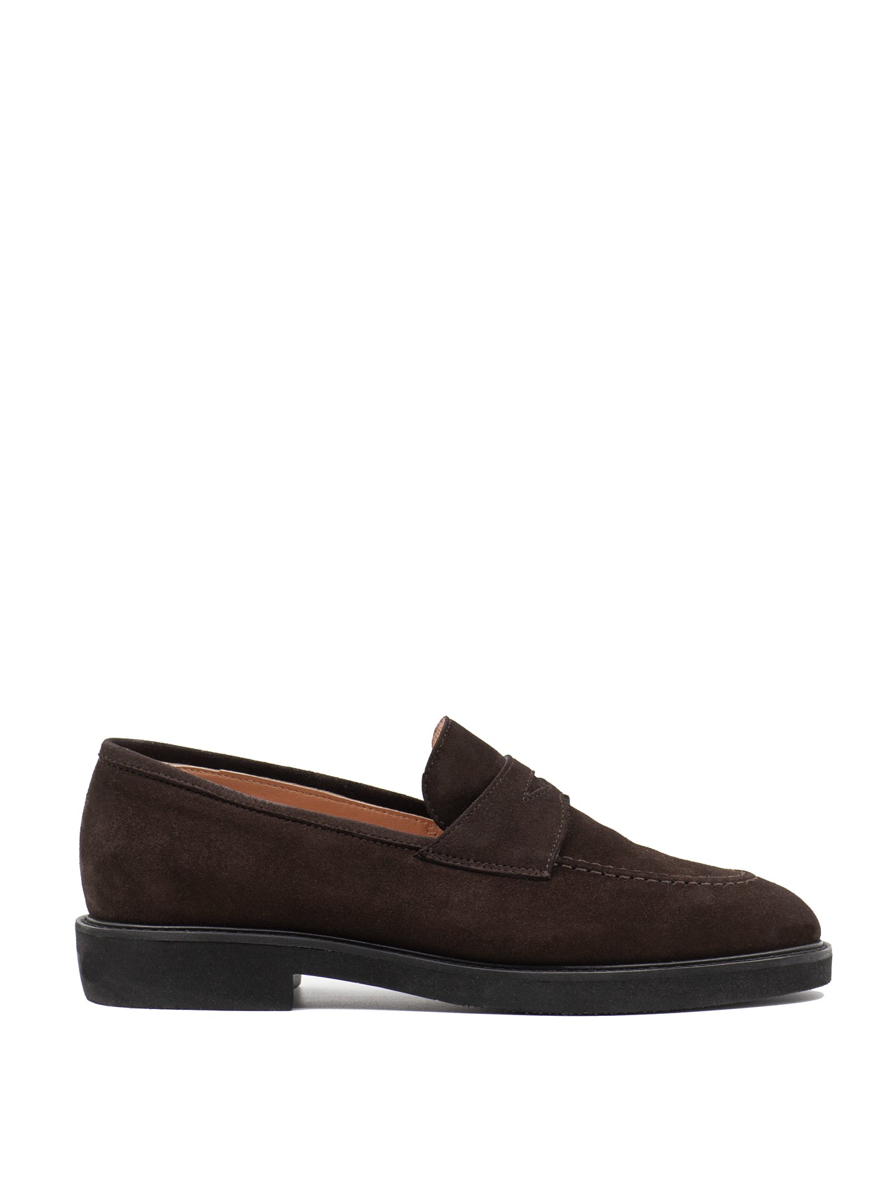 Brown suede penny loafer with EXTRALIGHT® rubber sole