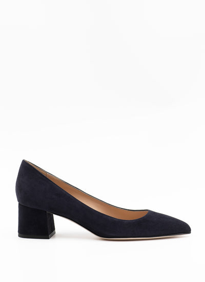 Block heel pumps in navy suede