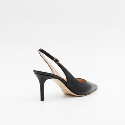 Black leather stiletto heel