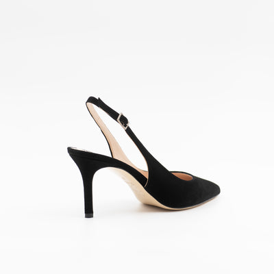 Black suede slingback heel
