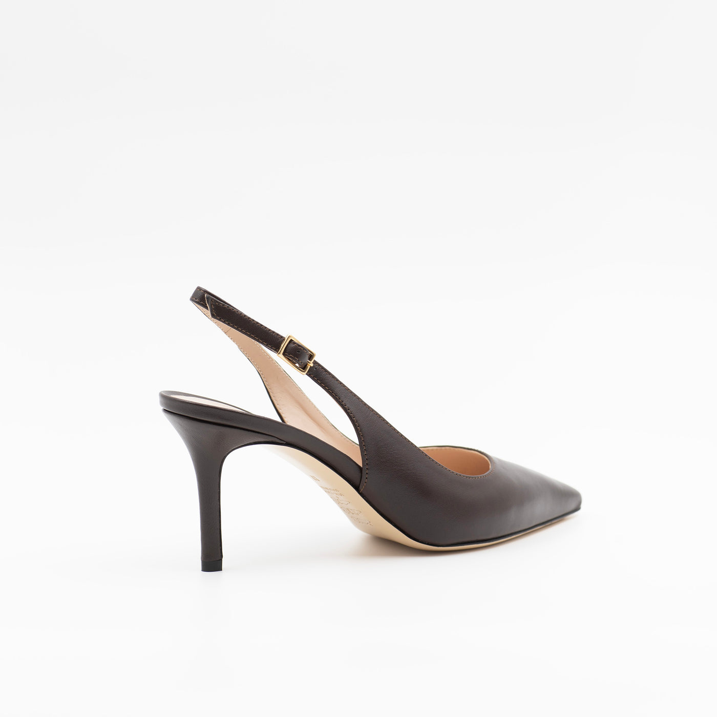 Slingback in brown leather 