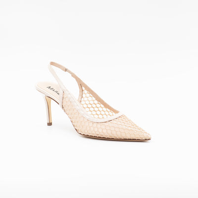 Beige mesh slingback sandal