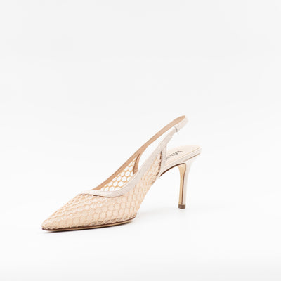 Beige slingback sandal in mesh
