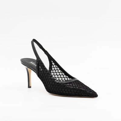 Mesh Slingback Pumps in Black