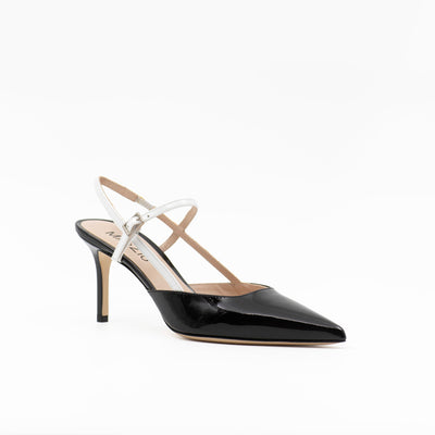 Buckle Strapped Pumps in Black Patent