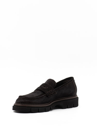 Dark Brown Pony Hair Loafers
