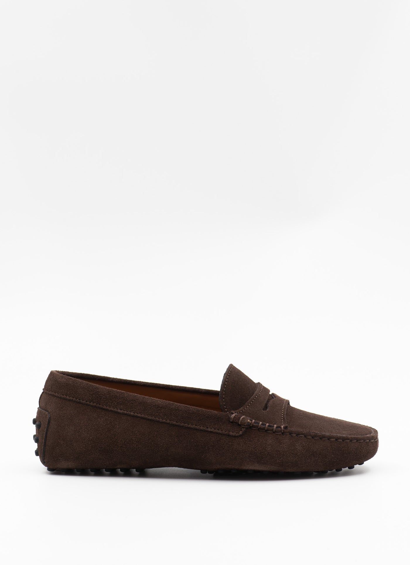 Driving shoe in brown suede
