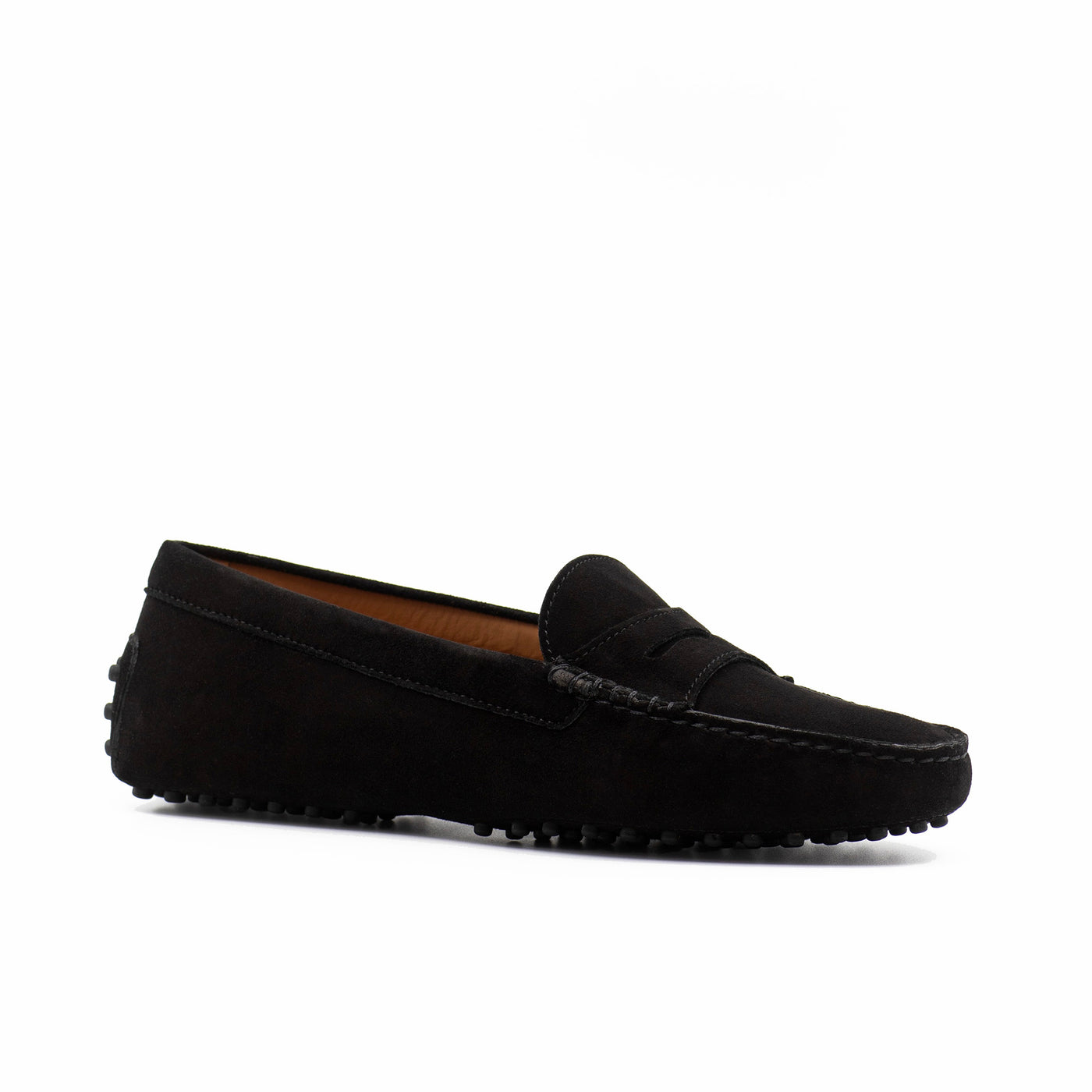 Black suede driving shoe