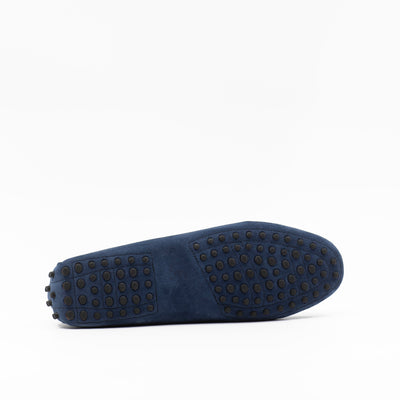 Driving shoe in blue suede