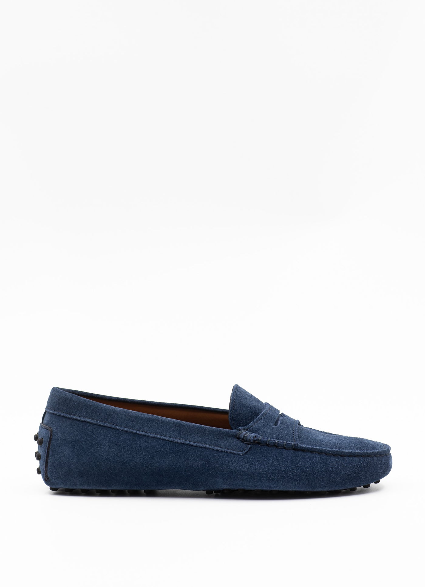 Driving shoe in blue suede