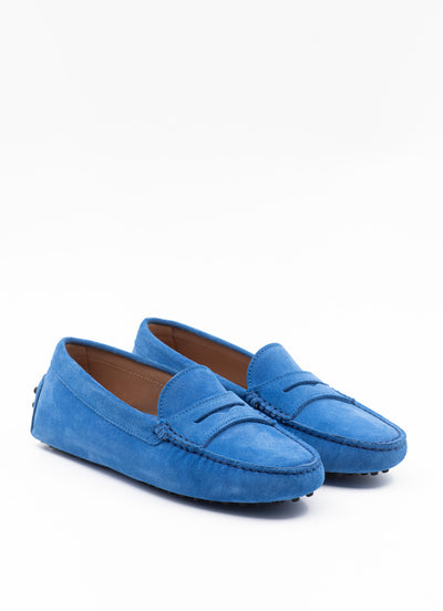 Driving shoe in royal blue suede