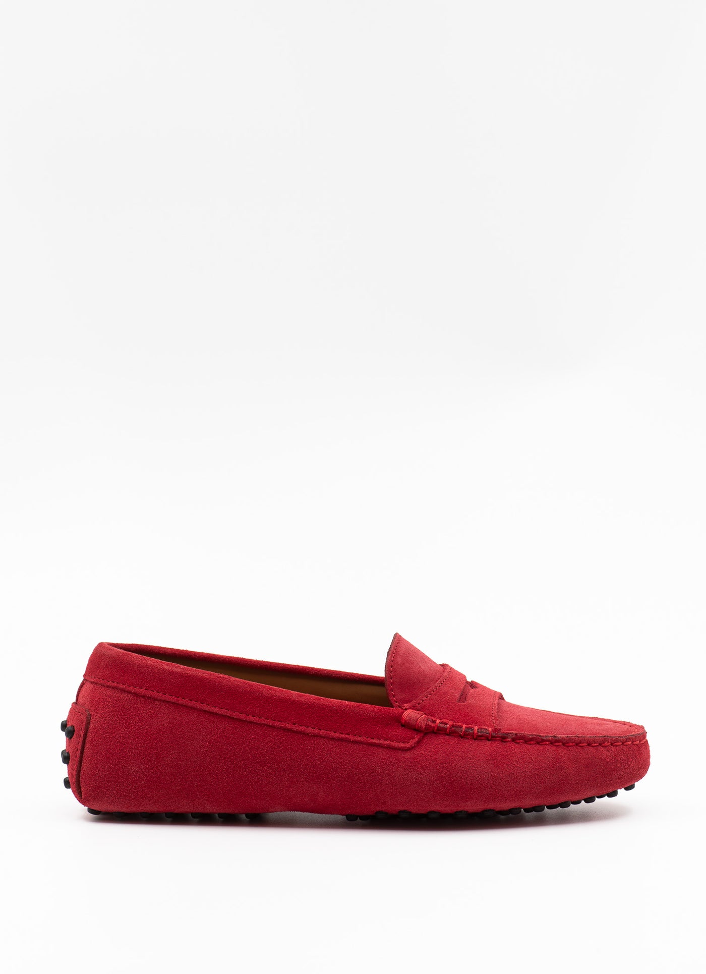 Driving shoe in red suede