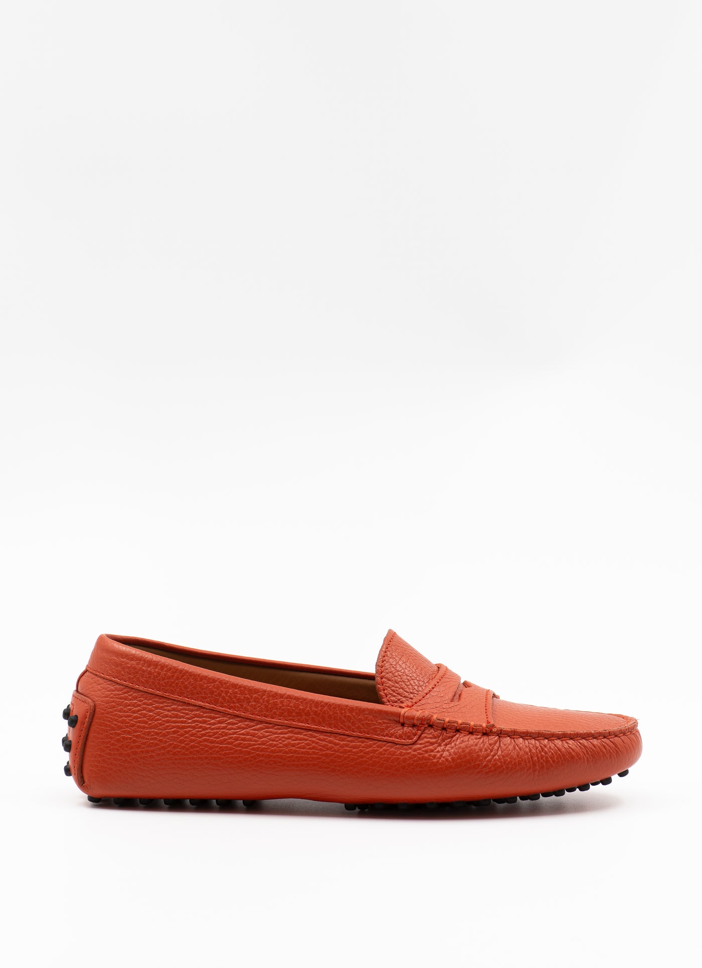 Driving shoe in orange leather