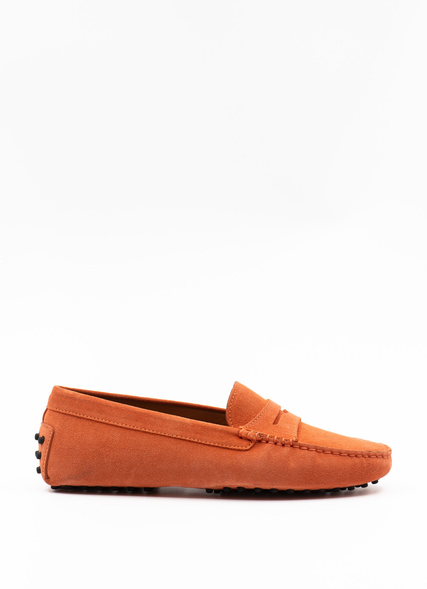 Driving shoe in orange suede