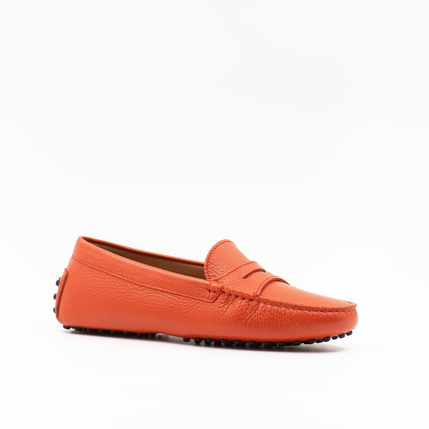 Driving shoe in orange leather
