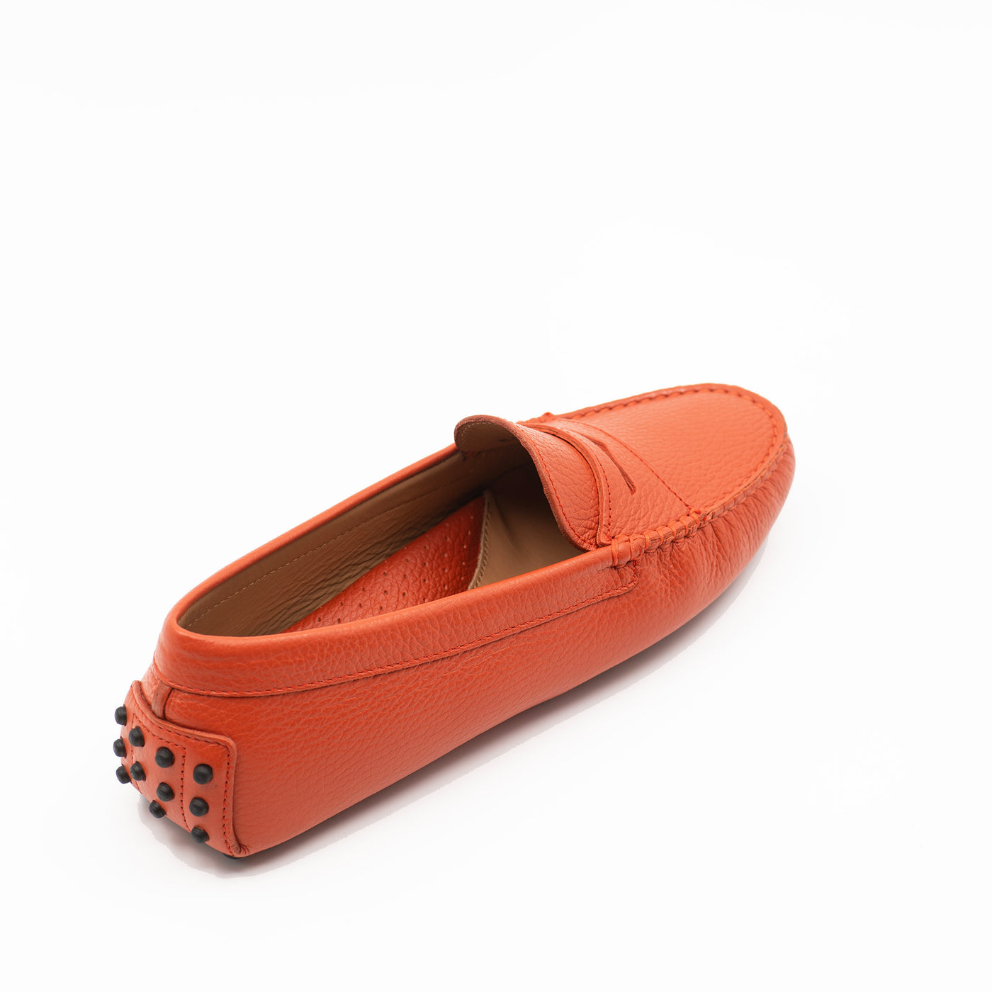 Driving shoe in orange leather