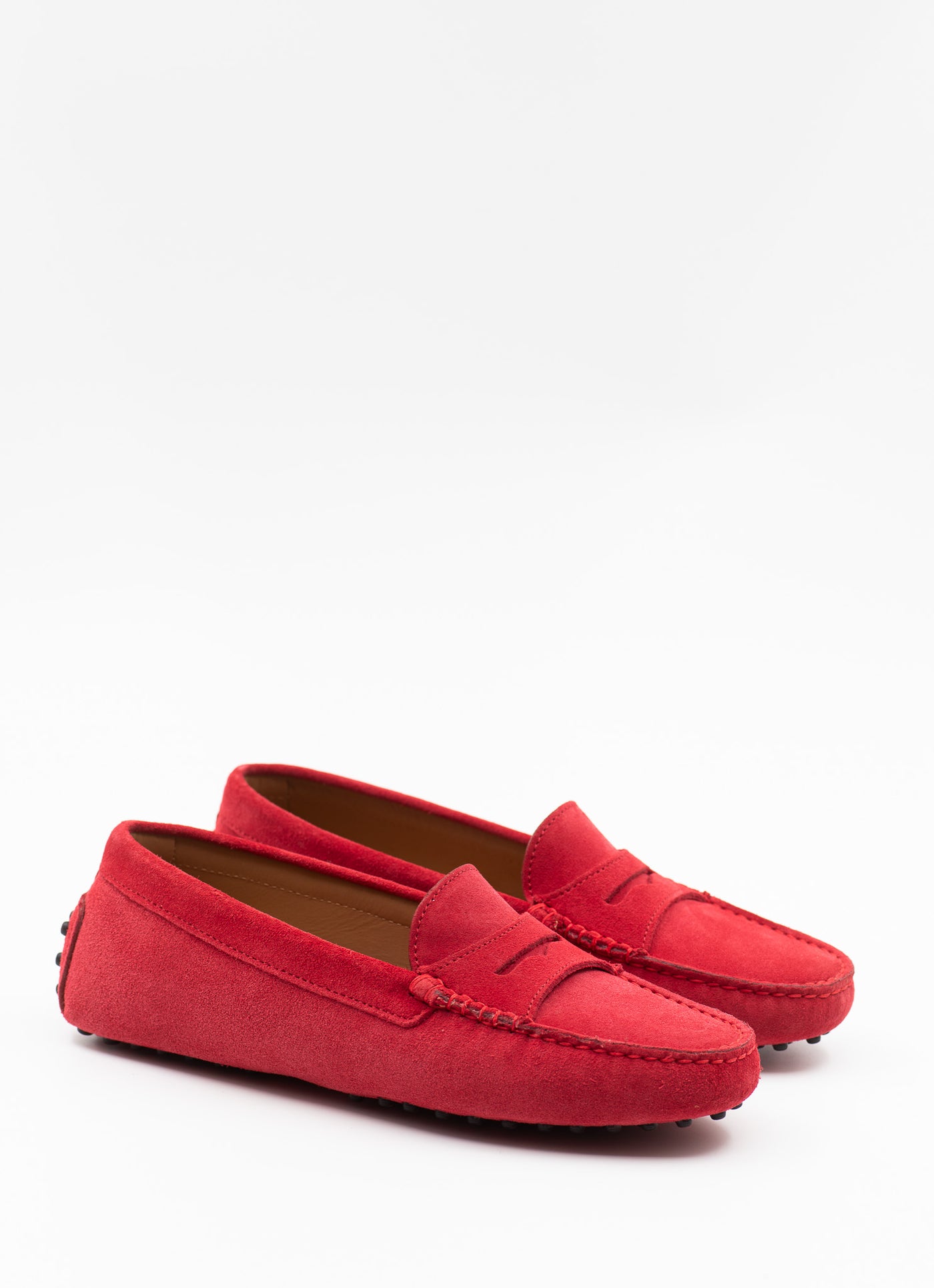 Driving shoe in red suede
