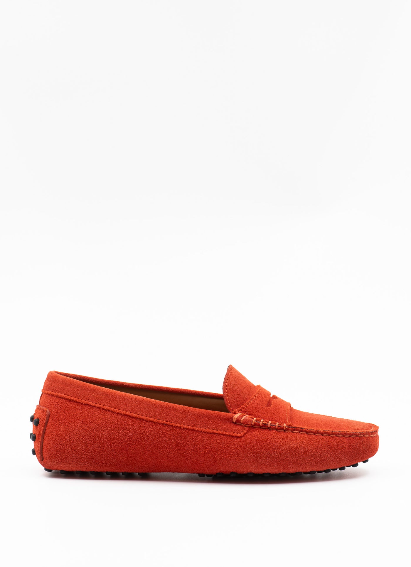 Driving shoe in scarlet suede