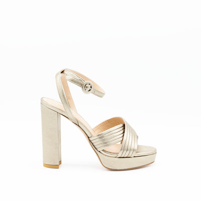 Metallic leather platform sandals