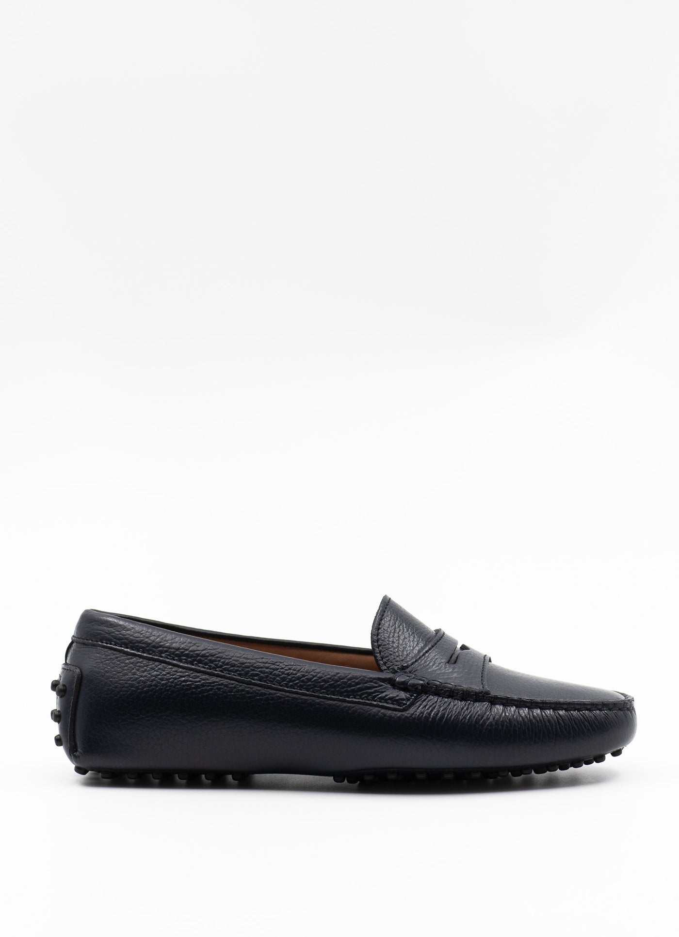 Driving shoe in navy leather