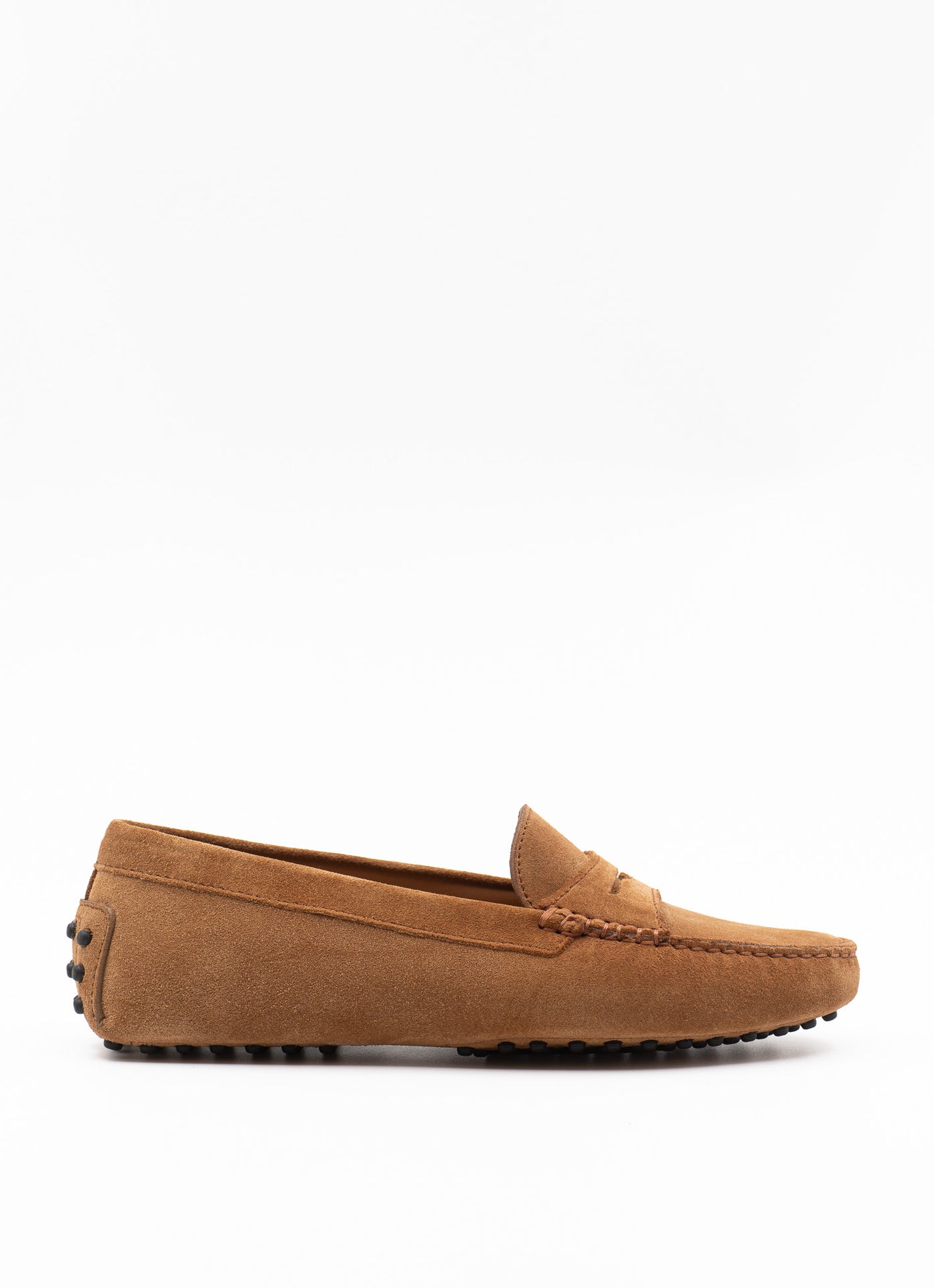 Driving shoe in camel suede