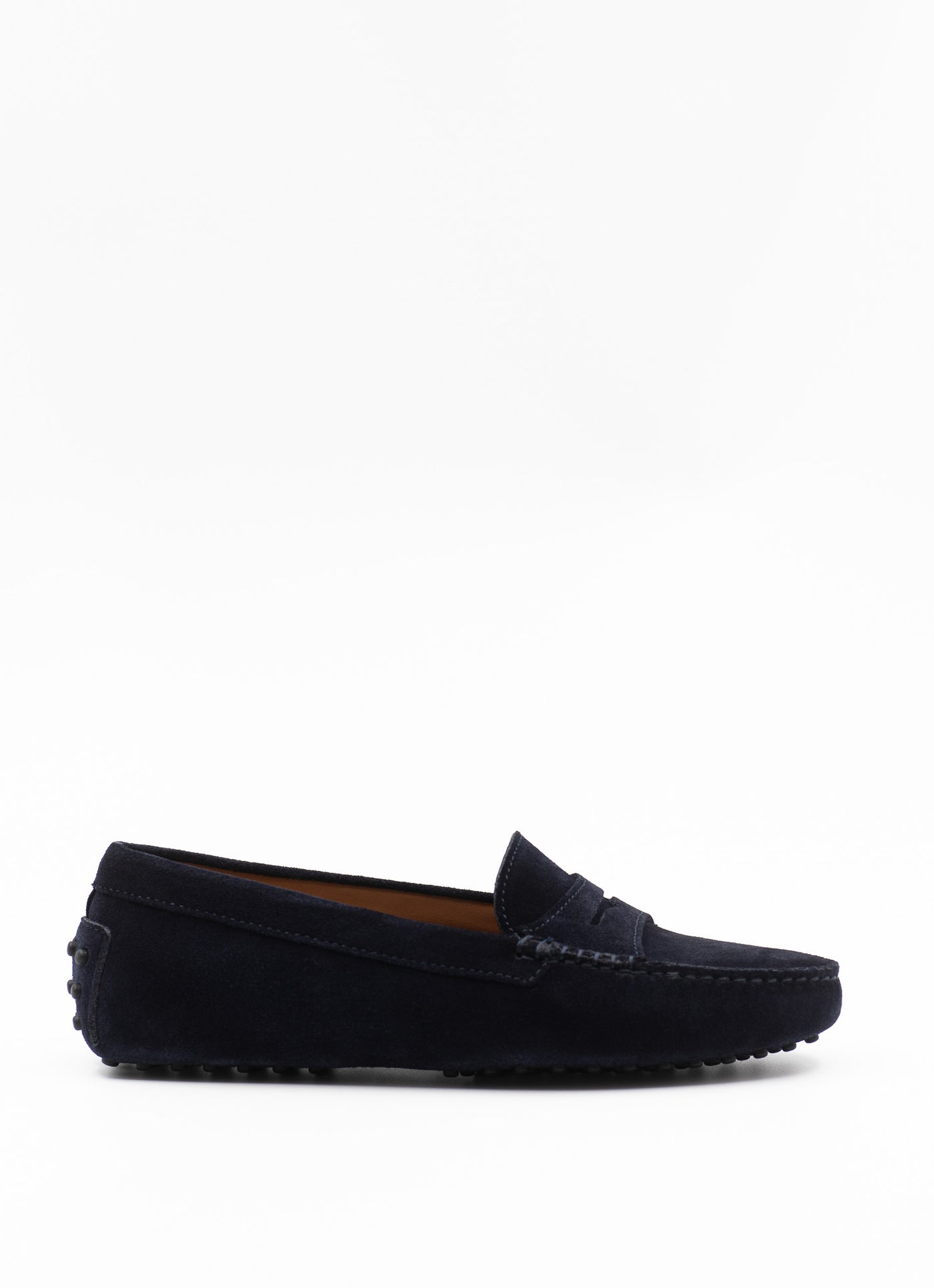 Driving shoe in navy suede