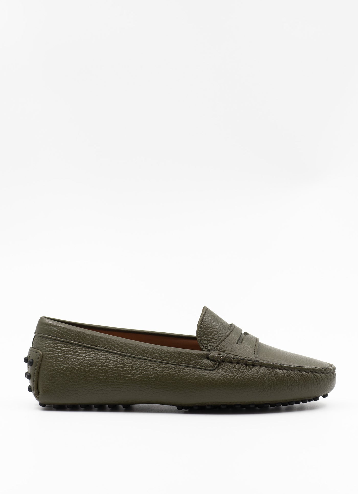 Driving shoe in olive leather
