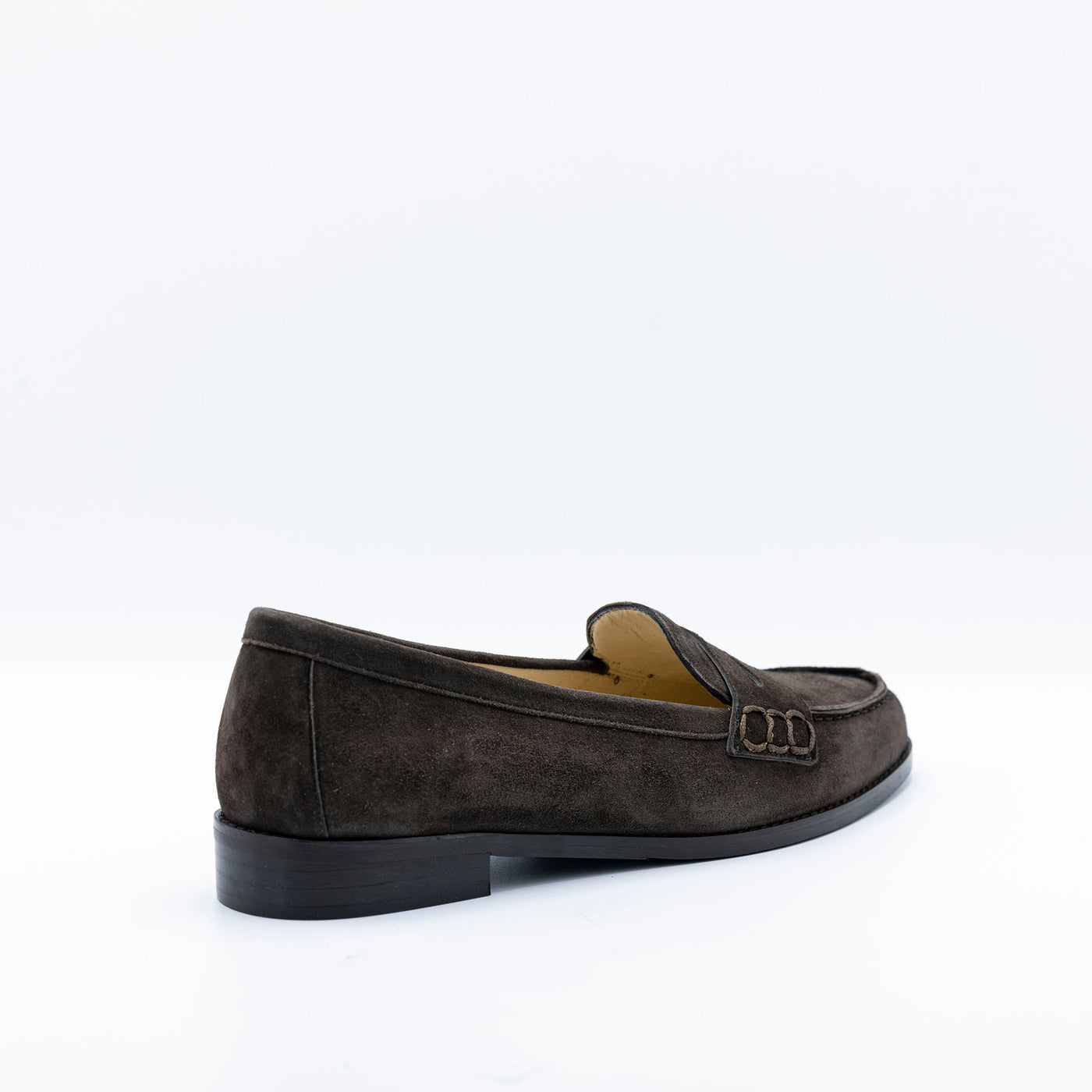 Classic Penny Loafer in Deep Brown suede. 