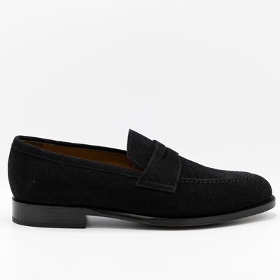 The Penny Loafer in Black Suede