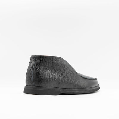 Brown open walks in grained leather. 