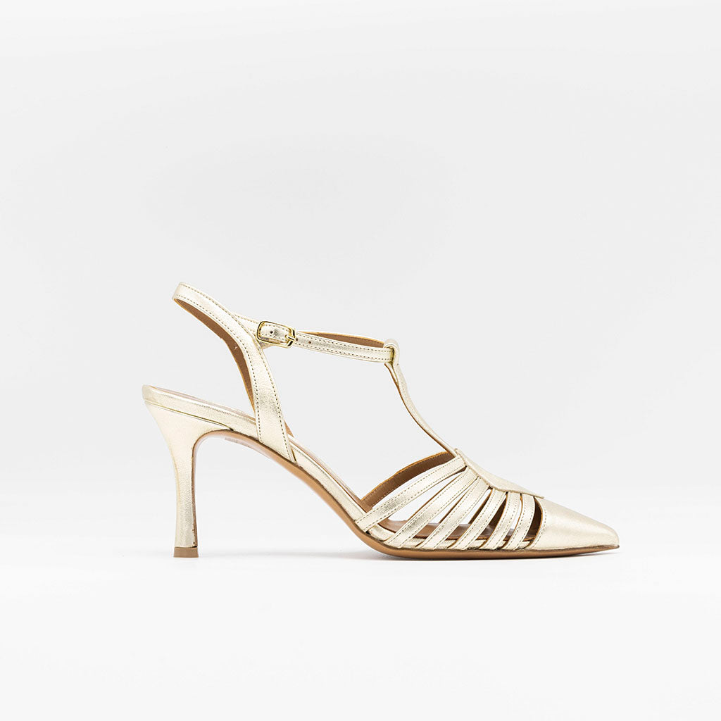 Caged gold pumps