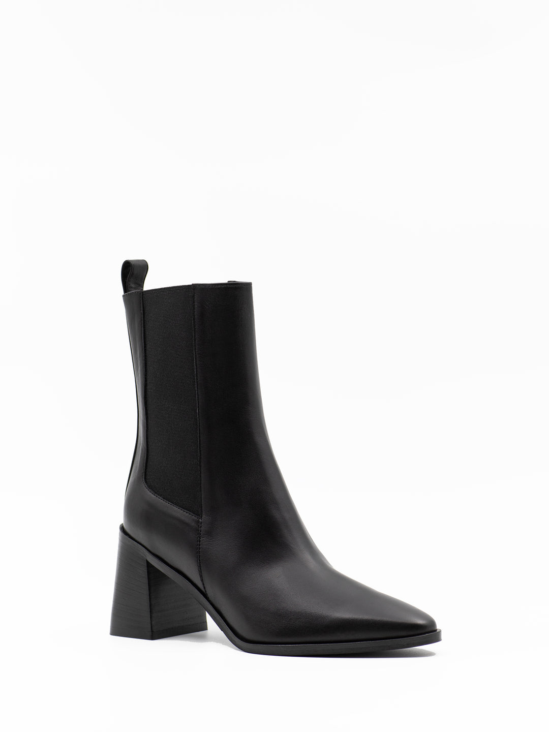 Black leather block heel chelsea boots online