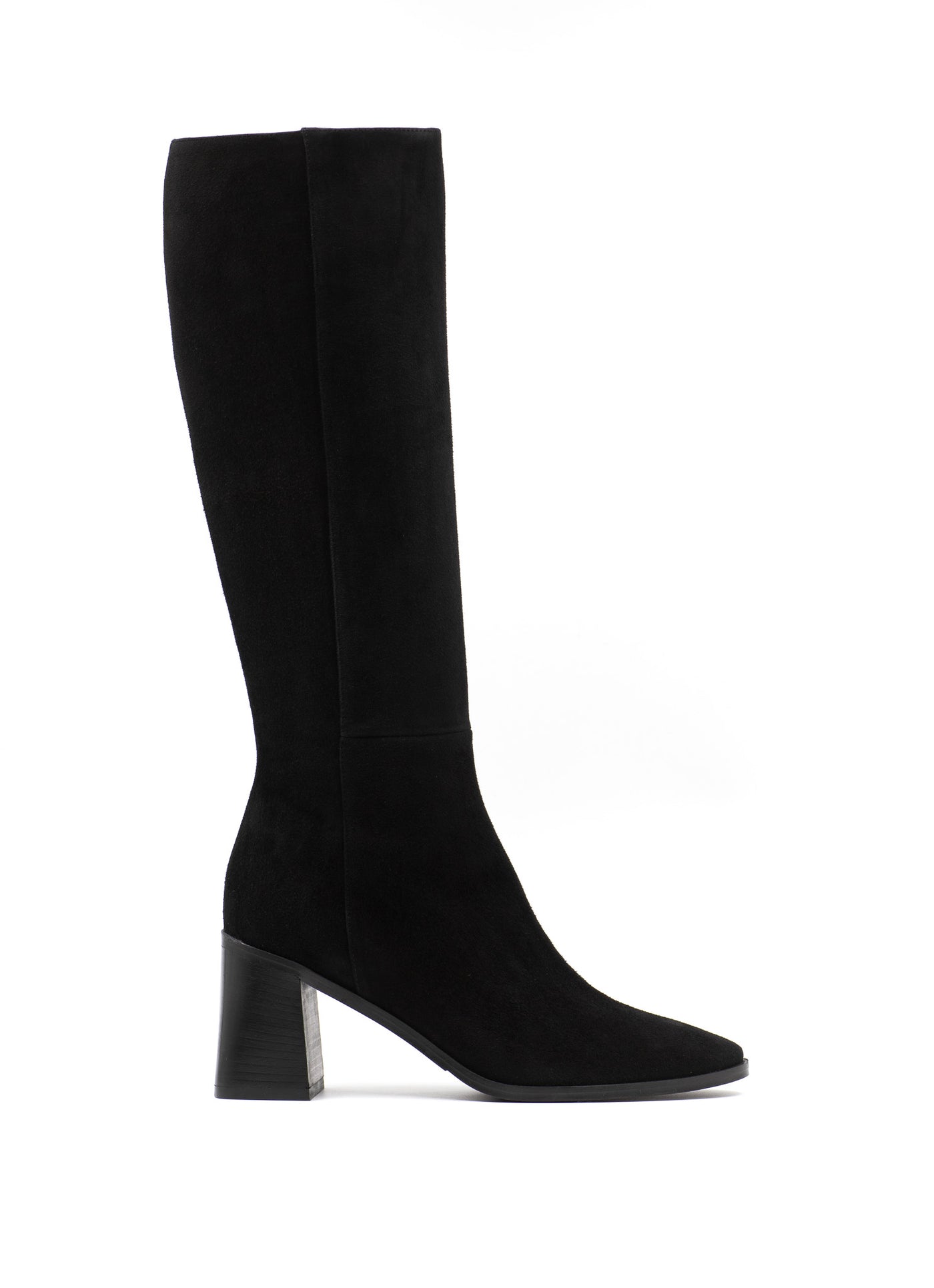 Knee high boots in black suede