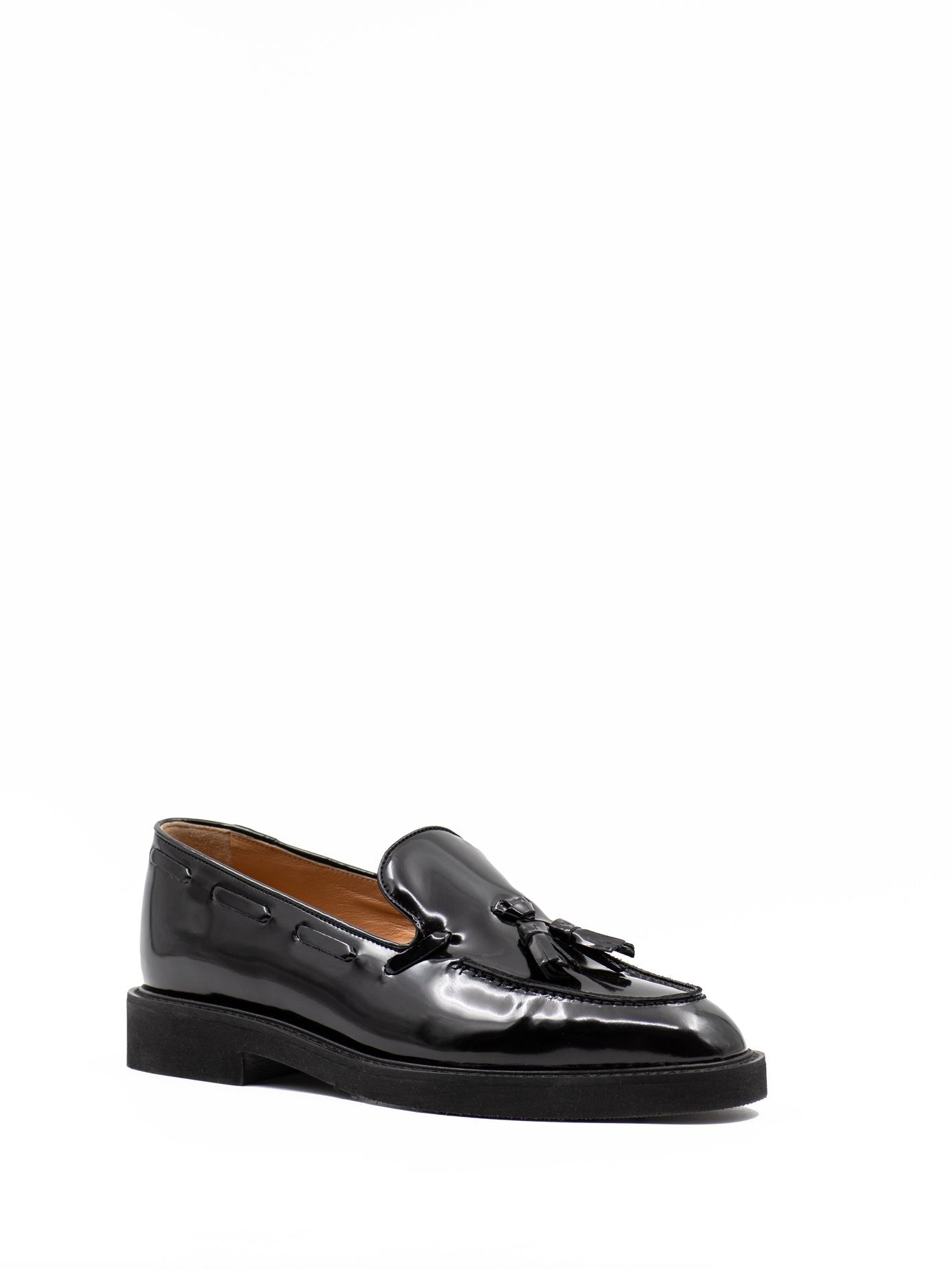 Penny loafers in black patent