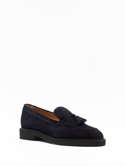 Navy penny loafers