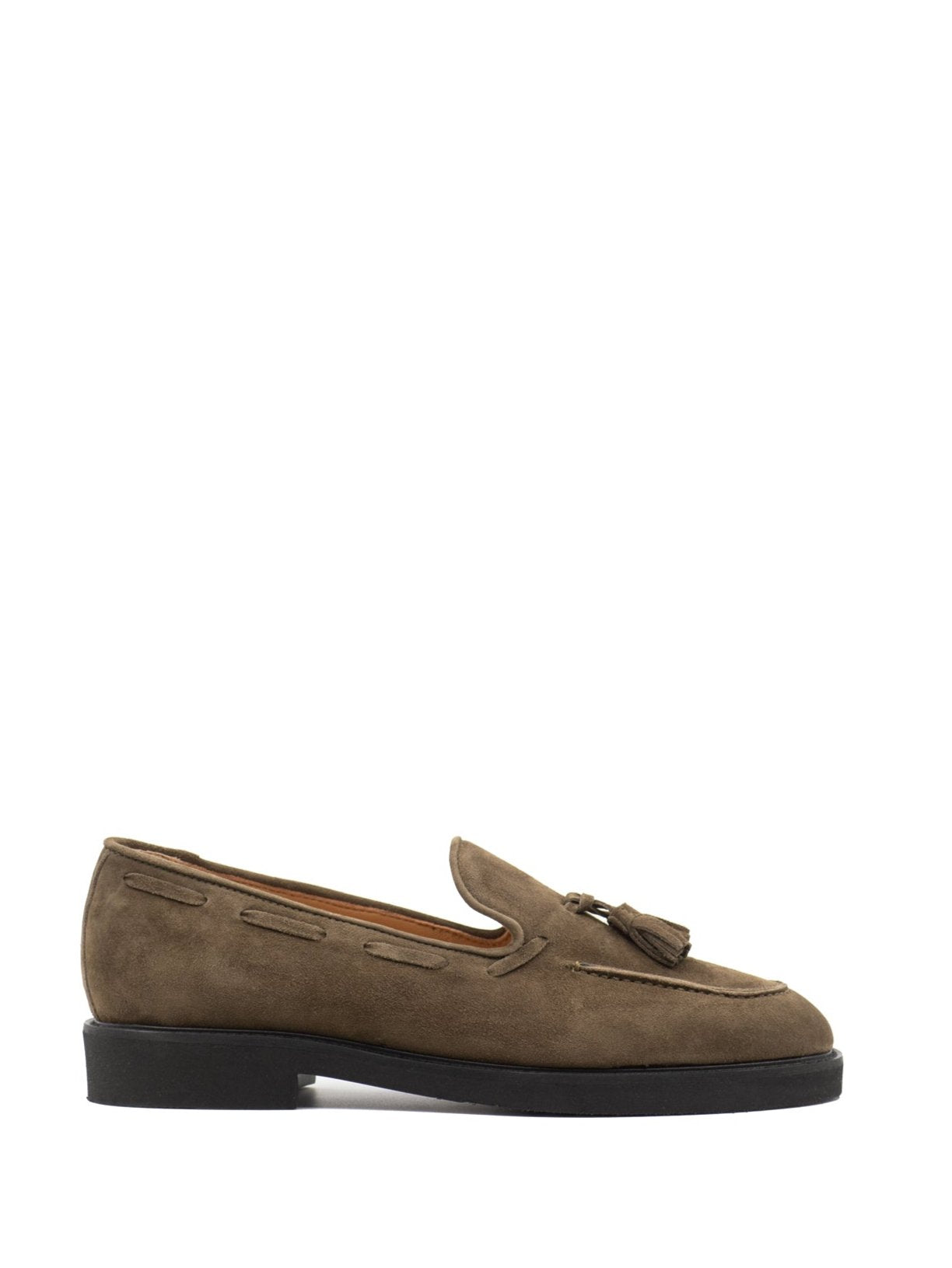 Penny loafers in green suede