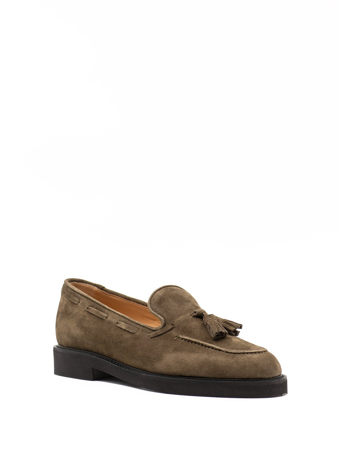 Penny loafers in green suede